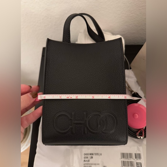 Jimmy Choo Black Leather Top Handle Mini Tote Bag, NWT AND DUSTBAG - Picture 6 of 8